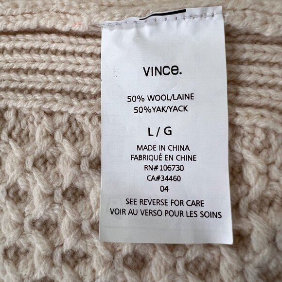 Vince Wool Yak Honeycomb Long Cardigan Sweater Oversized Open Front Size Large - Picture 6 of 10